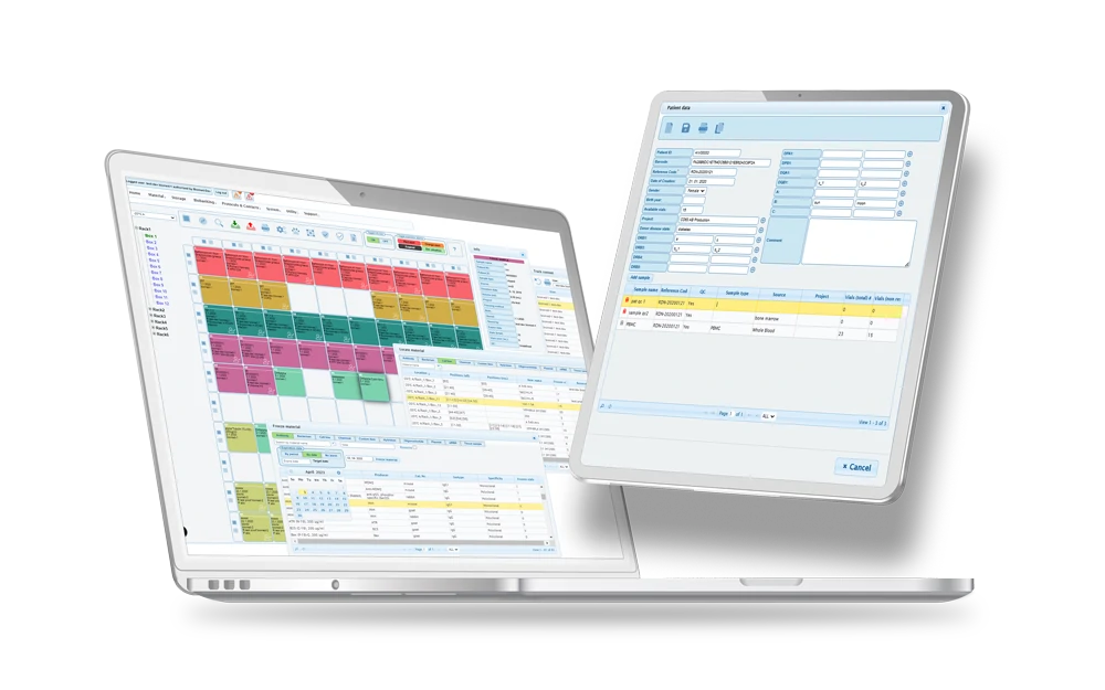 LABA bespoke LIMS dashboard interface demonstrating high-throughput biobanking capabilities and custom data architecture