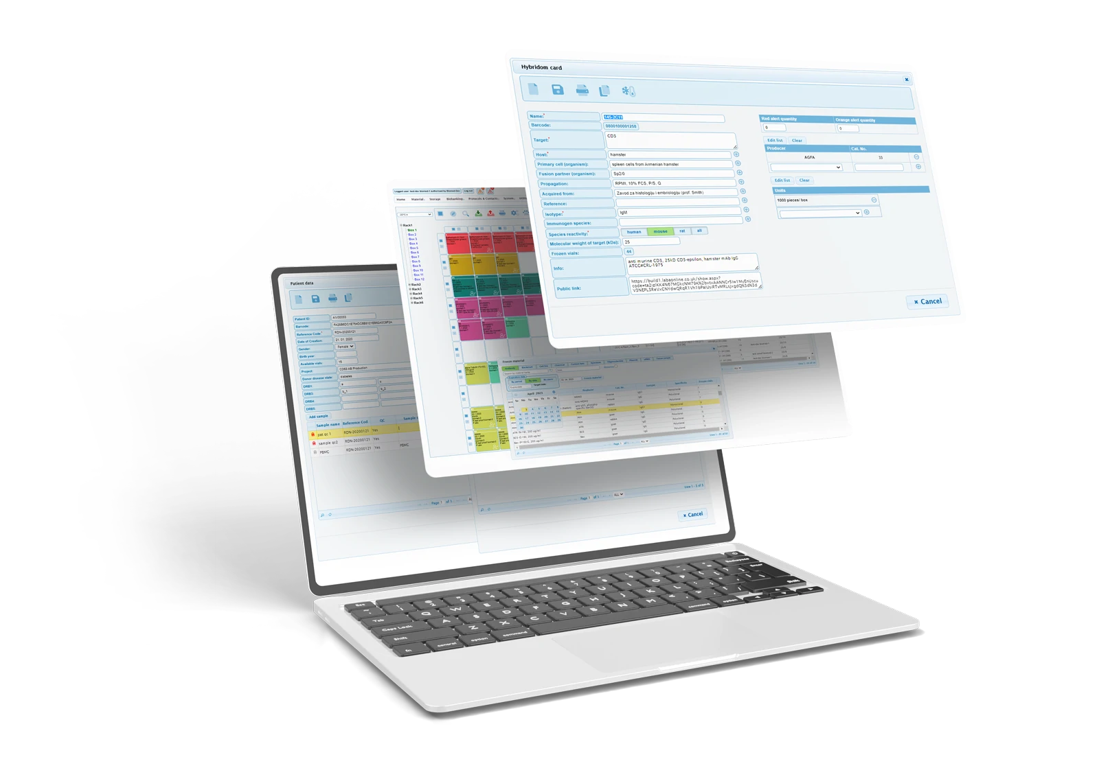 LABA Interface demonstrating multi-user collaborative dashboard and sample tracking